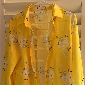 Yellow floral blouse